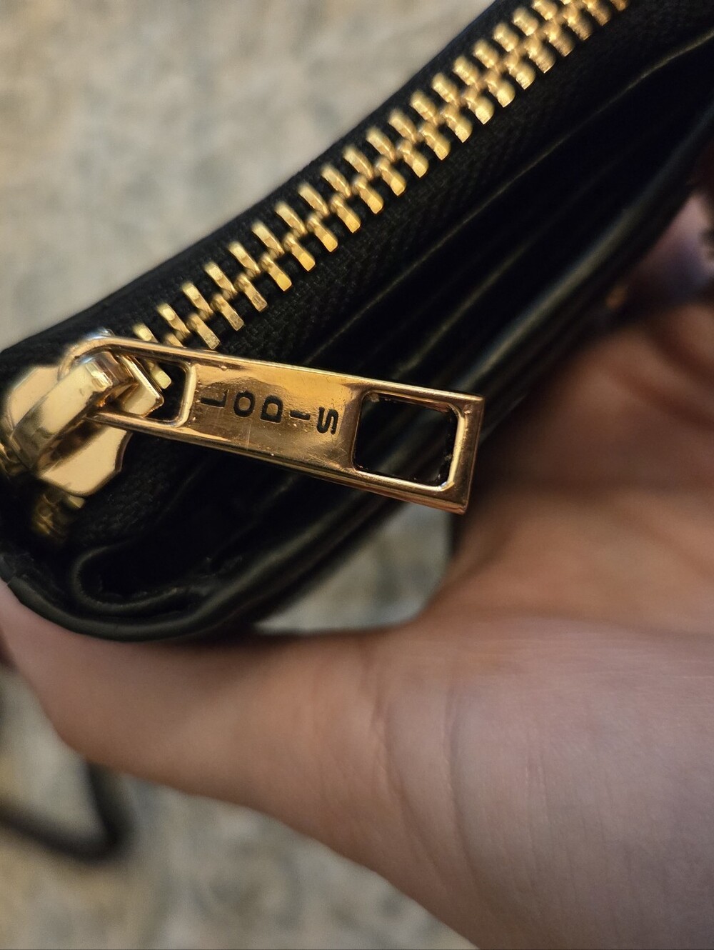 Lodis Black Pebbled Leather Zip-Around Wallet with Gold Logo - Picture 6 of 6